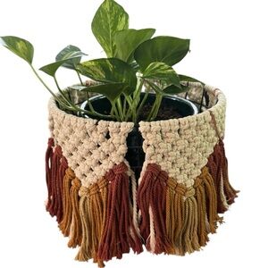 Boho Macrame Wire Basket Plant Holder Storage Decor
